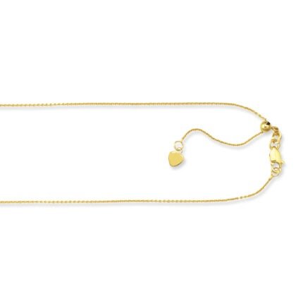 10K Gold 1.1mm Adjustable Cable Chain