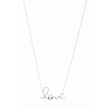 Silver Love Script Necklace