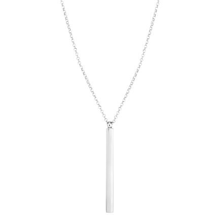 Silver Vertical Long Bar Necklace