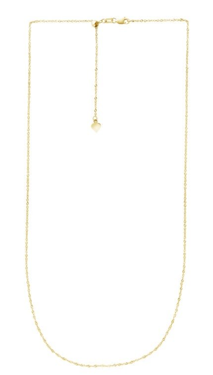 14K Gold 1.4mm Adjustable Singapore Chain