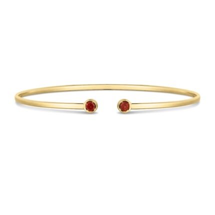 14K Garnet Open Cuff Bangle