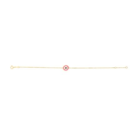 14K Pink Evil Eye Bracelet