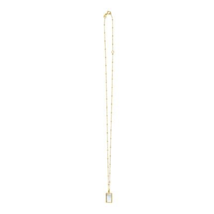 14K MOP Geometric Gem Rectangle Necklace