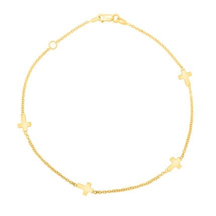 14K Gold Cross Anklet