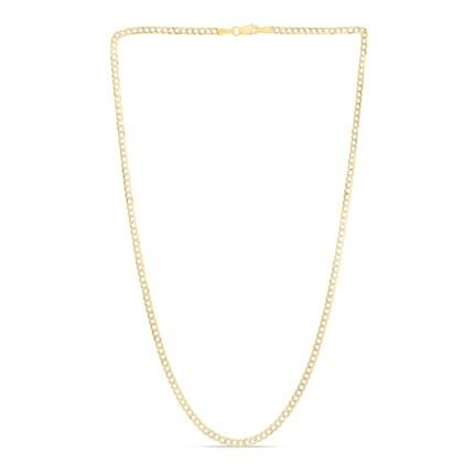 14K Gold 2.6mm White Pave Curb Chain