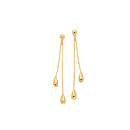 14K Gold Polished Double Tear Drop Earring