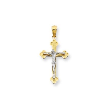 14K Gold Small Scalloped Edge Crucifix Cross