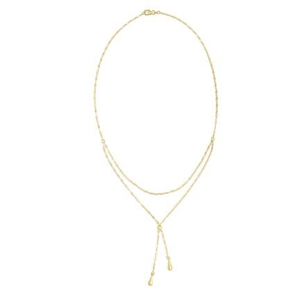 14K Gold Double Tear Drop Multi-Strand Necklace