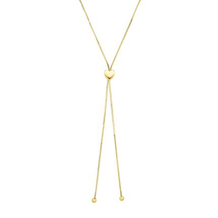 14K Gold Heart Slide Friendship Necklace