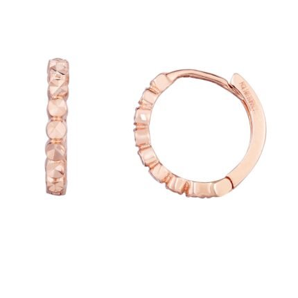 14K Gold Round Diamond Cut Huggie Earring