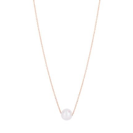14K Pearl Necklace Solitaire