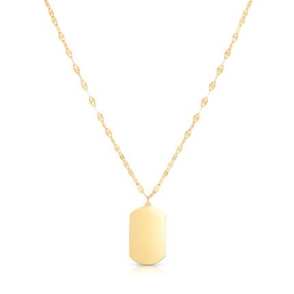 14K Gold Tag with Mirror Chain