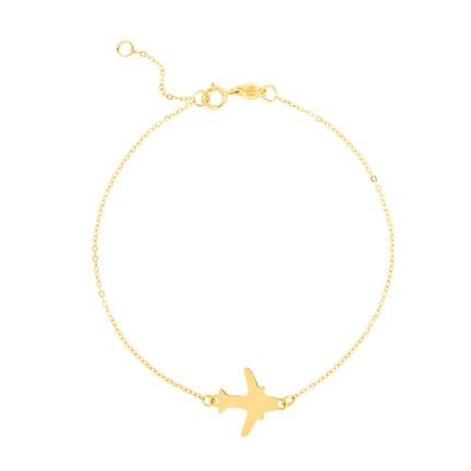 14K Gold Polished Airplane Bracelet
