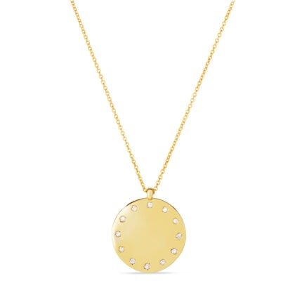 14K Gold Small Diamond Dial Necklace