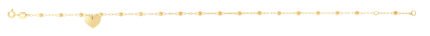 14K Gold Dangle Heart and Bead Station Anklet