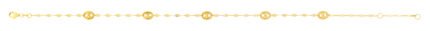 14K Gold Mirror Chain and Puffed Mariner Station Anklet