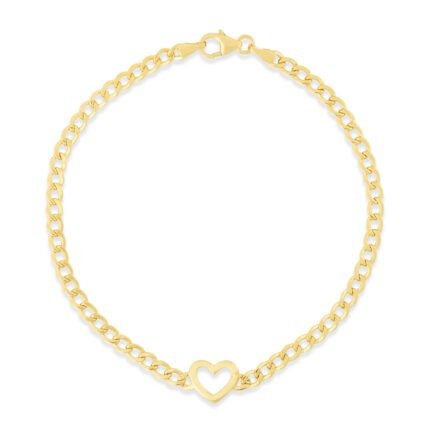 14K Heart Curb Bracelet