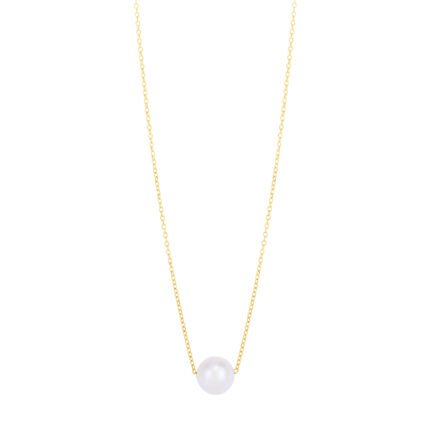 14K Pearl Necklace Solitaire