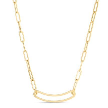 14K Paperclip Curved Open Bar Bracelet
