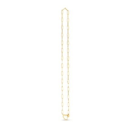 14K Paperclip Push-Lock Heart Necklace