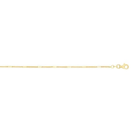 14K Gold 1.3mm Polished Bar Station Saturn Chain