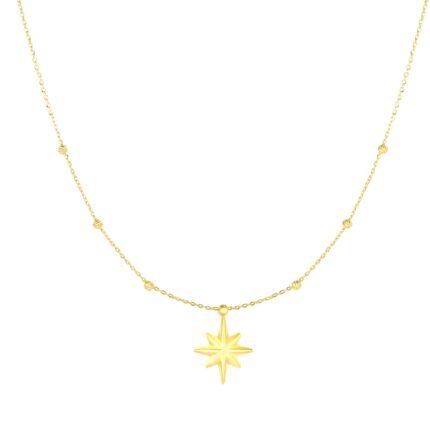 14K Gold Polished North Star Necklace