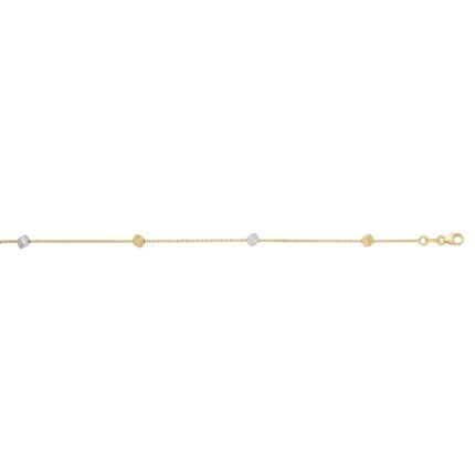 14K Two-tone Gold Polished Cube Bracelet