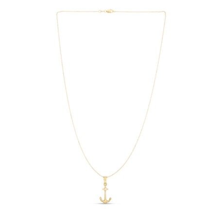 14K Gold Polished Anchor Necklace