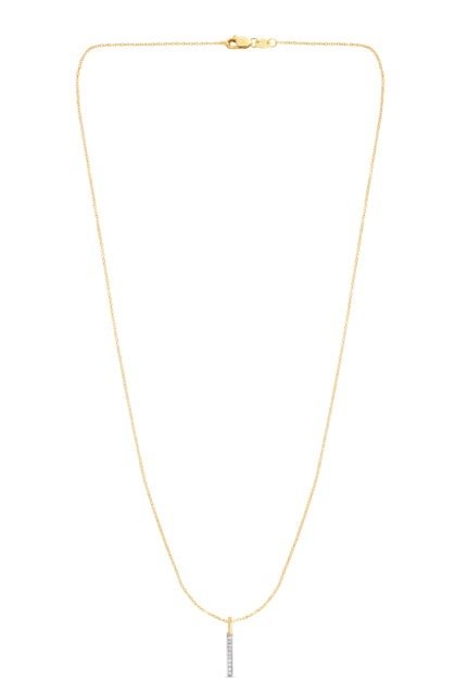 14K Gold .06ct Diamond Bar Necklace