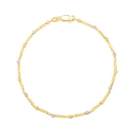 14K Two-Tone Bar & Bead Chain