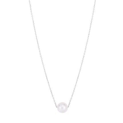 14K Pearl Necklace Solitaire